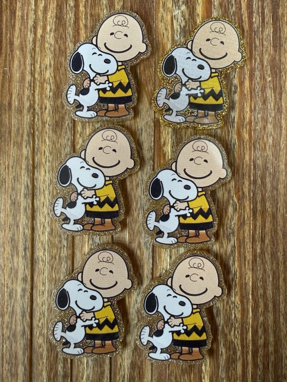 6 Pc Snoopy And Charlie Brown Acrylic Flatbacks